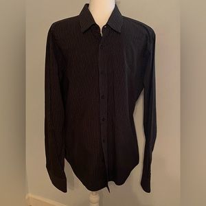 Express Black Pinstripe Men’s Large Fitted Dress Shirt